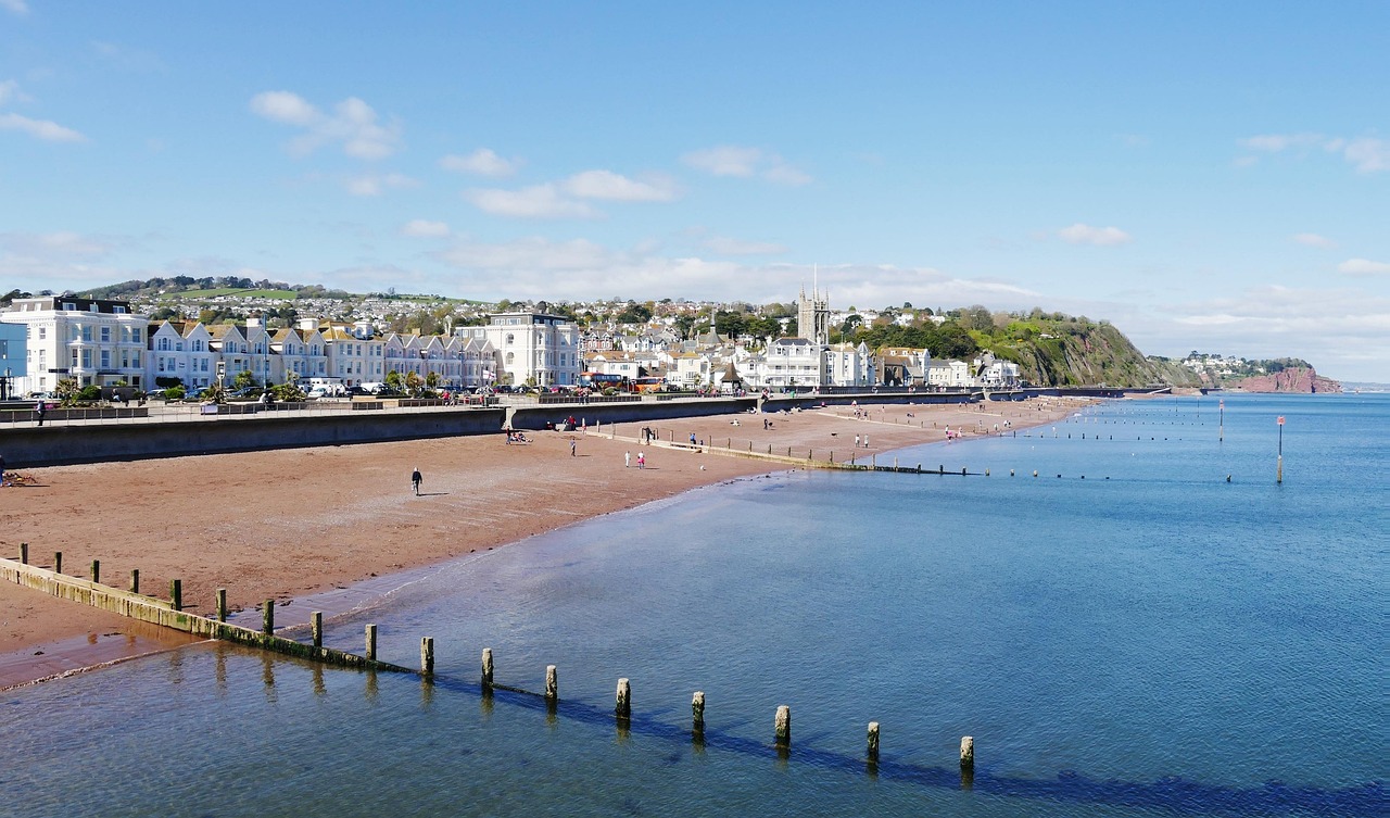 Teignmouth Beach on a sunny day.