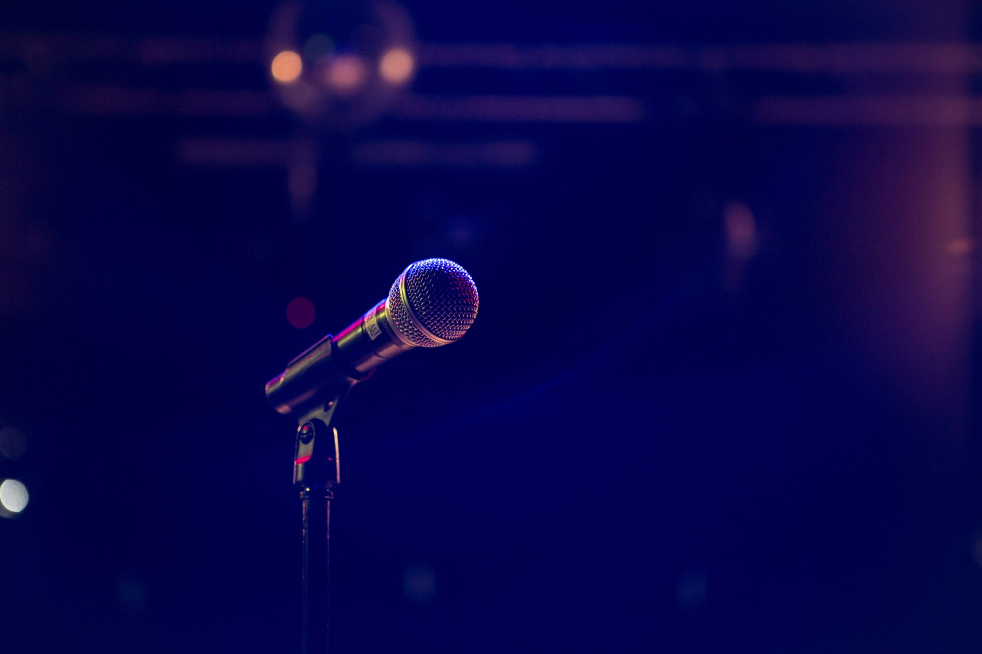 A microphone at a comedy club.
