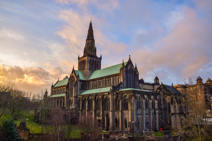 Glasgow cathedral at sunset