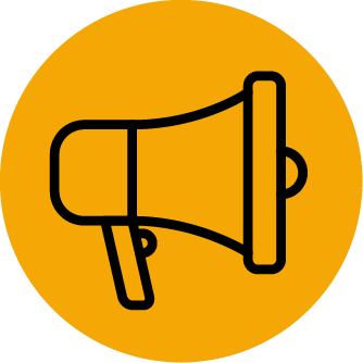 A loudspeaker on a yellow background
