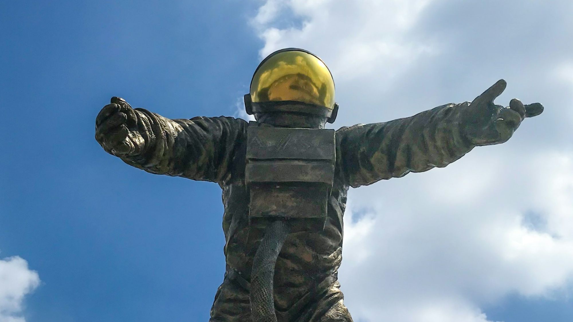 he Pioneer statue outside the National Space Centre 