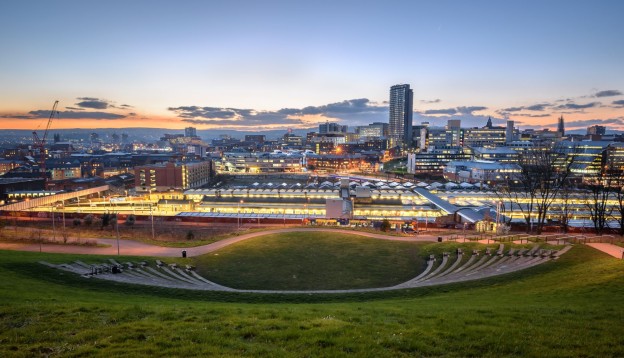  Sheffield City Centre at night from Sheaf Valley Park.