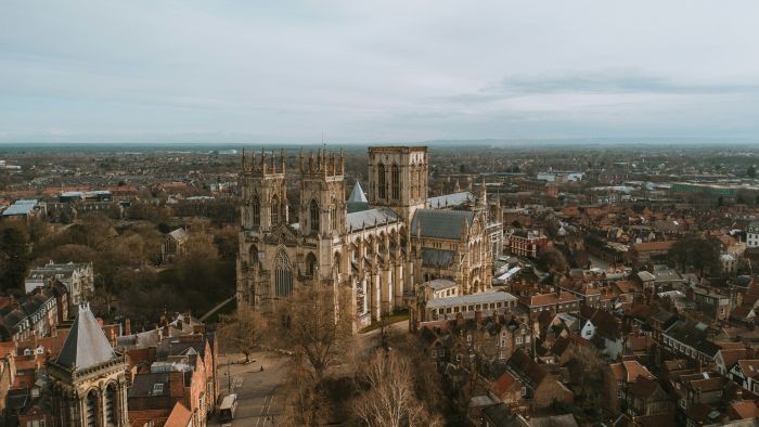 An aerial view of York Cathedral