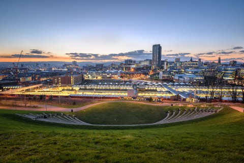  Sheffield City Centre at night from Sheaf Valley Park.