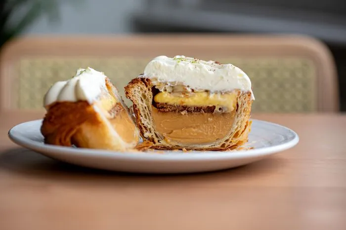 Banoffee Croissant on a plate at Early Bird Bakery