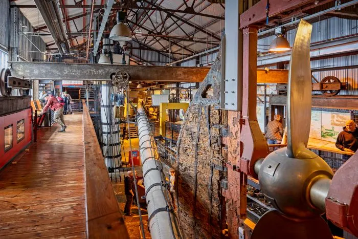 People milling around Brunel’s SS Great Britain.