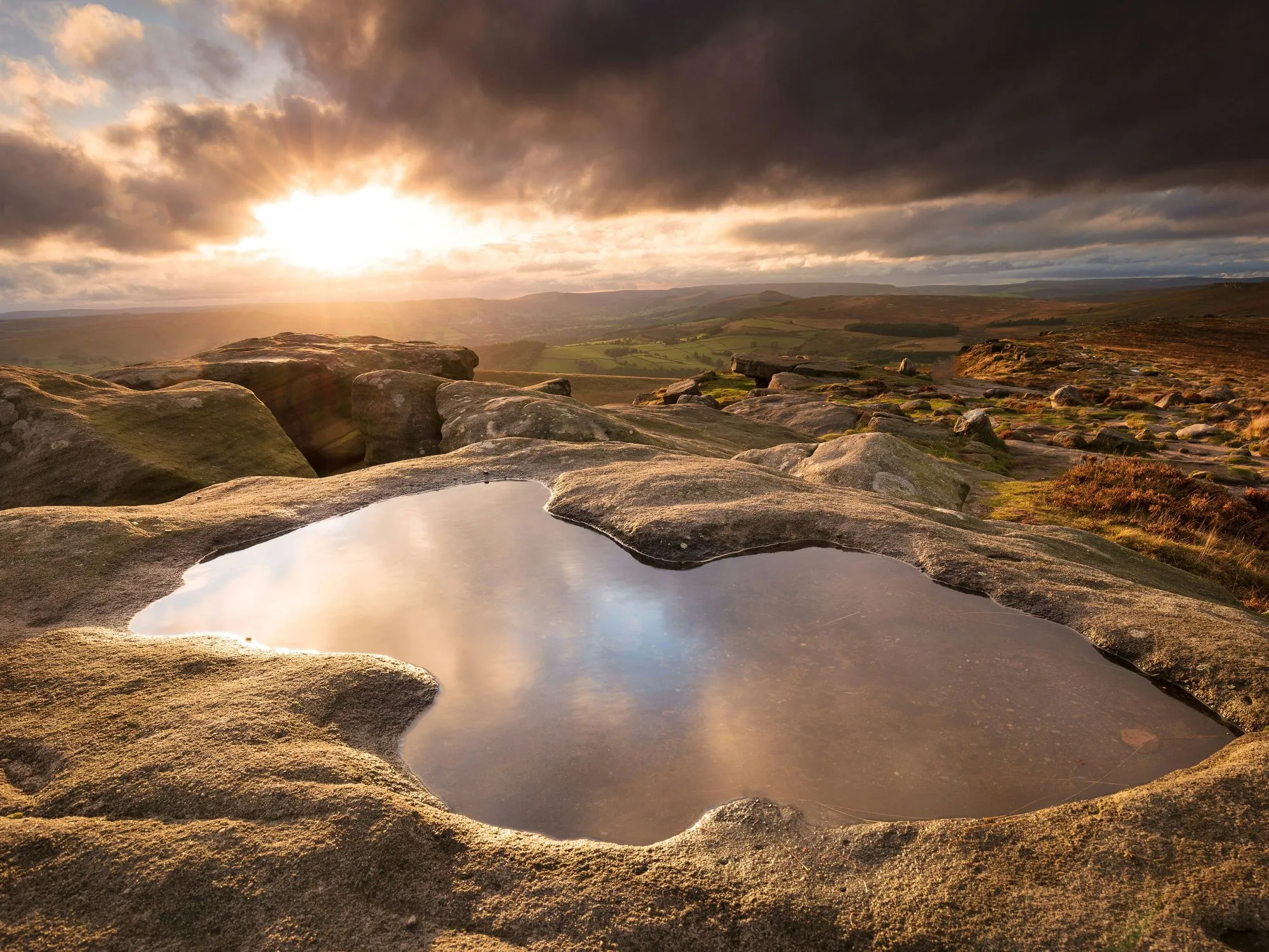 A natural pool at Stanage Edge in the Peak District.