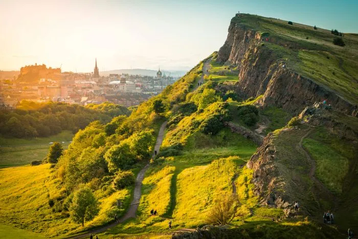 Sunset over Arthur’s Seat in Edinburgh.